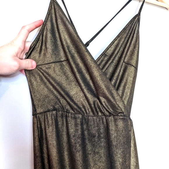 by the way. Jessa Maxi Dress Metallic Gold High Slit Cross Wrap Party Size XS - Picture 8 of 13